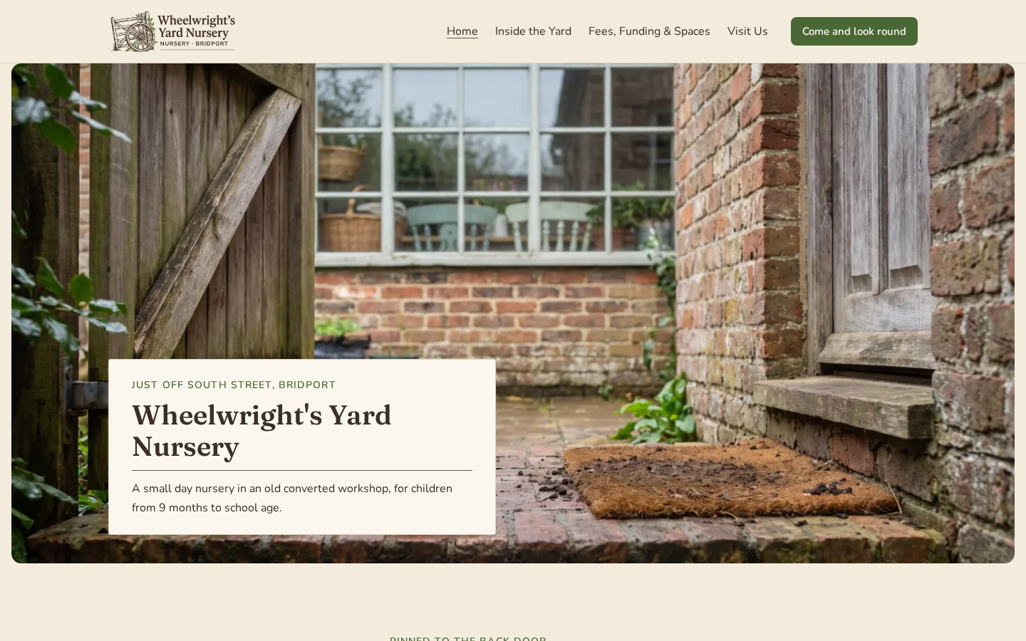 Wheelwright's Yard home page on a desktop screen