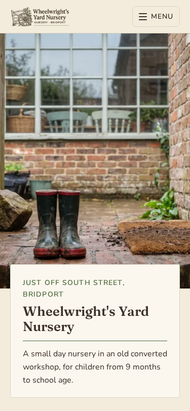 Wheelwright's Yard home page on a phone